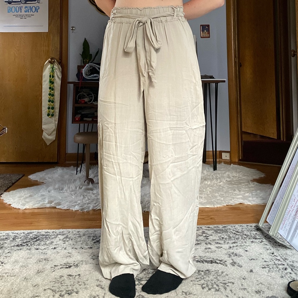 shinestar khaki flowy wide leg pants